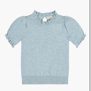 Hope & Henry Girls Organic Puff Sleeve Sweater Kids - Large - Dusty Blue Heather